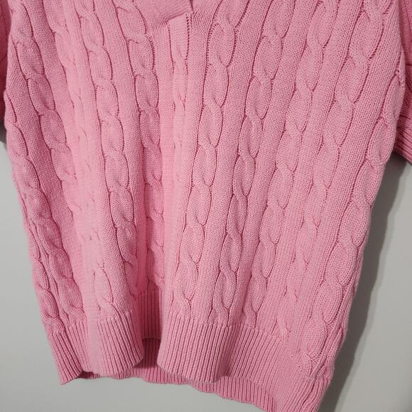 Grey Lab Anthropologie Cable-knit Polo Sweater Tee In Pink, S Tennis Pickleball - Picture 4 of 8